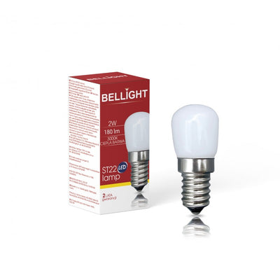 Bellight LED E14 T22 2W = 20W Kühlschranklampe 180lm matt 200° Warmweiß 3000K