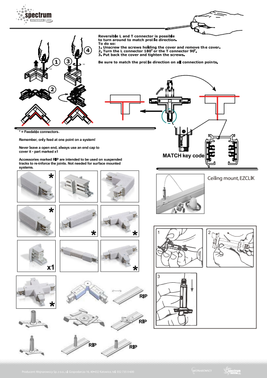 Spectrum LED 3-Phasen Stromschiene 1m für Schienensystem Leuchten Strahler IP20 Weiß 100cm