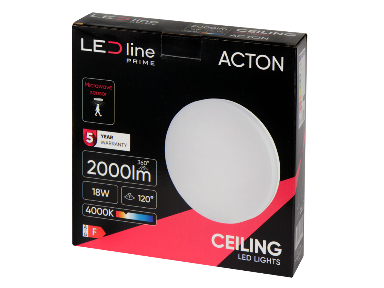 Deckenleuchte 18W rund 2000lm IP54 mit Bewegungsmelder 120° IK08 Neutralweiss 4000K