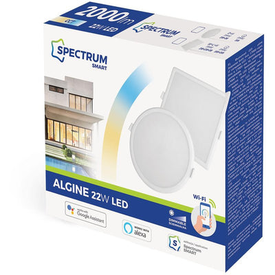 Spectrum LED Panel SMART Home Einbauleuchte 22W weiß rund 2000lm Alexa Google Warm bis Kalt 3000K-6500K DIMMBAR