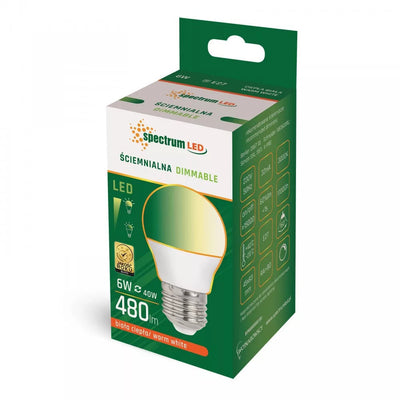 Spectrum LED E27 G45 Tropfen 6W = 40W Kugel 480lm Lampe Birne Warmweiß 3000K DIMMBAR
