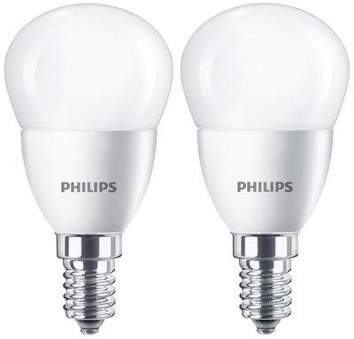 2er Pack Philips LED E14 P45 Tropfenform 5.5W = 40W 470lm Warmweiß 2700K