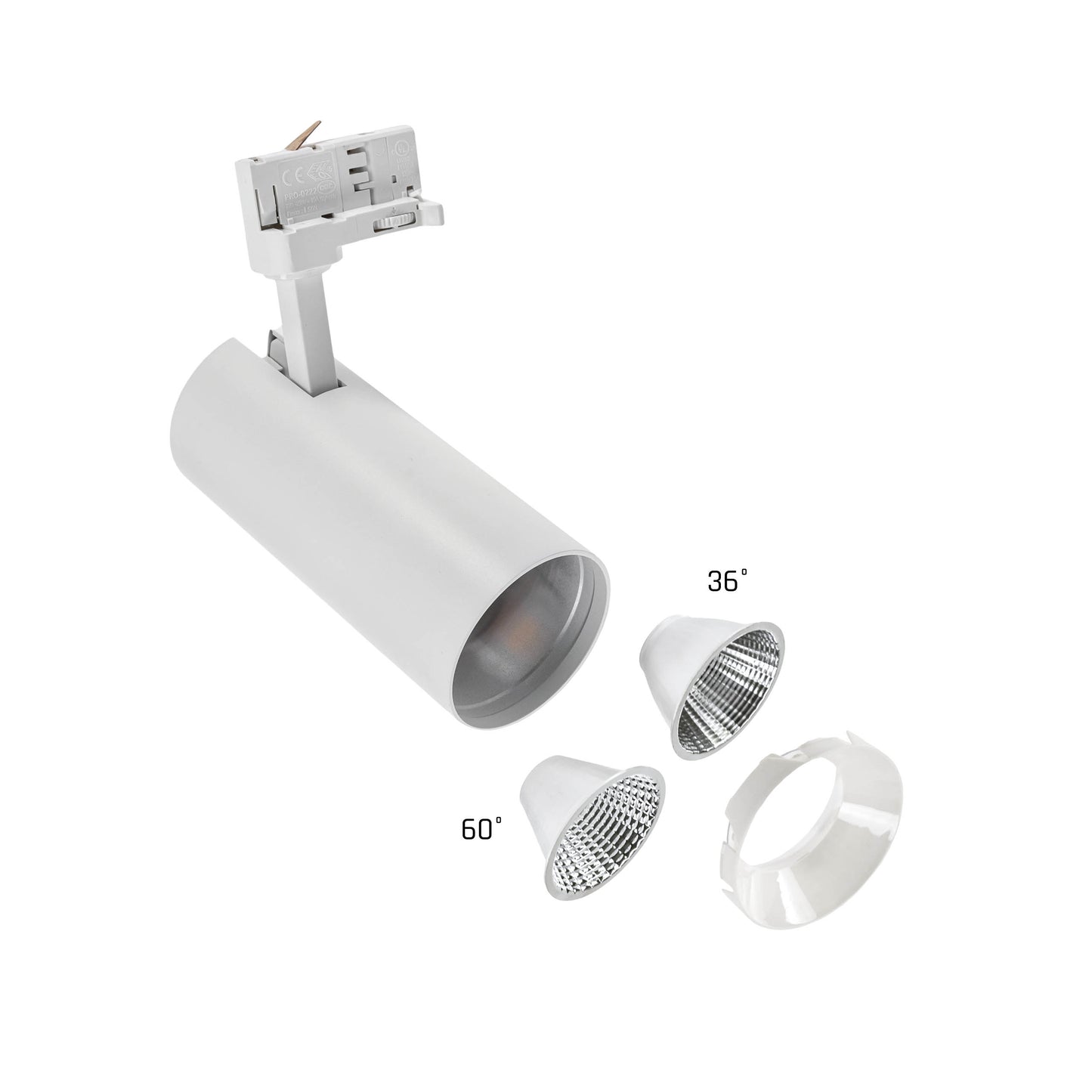 ANDROMEDA LED Stromschienenstrahler 3-Phasen 25W 36° Warmweiß Weiß