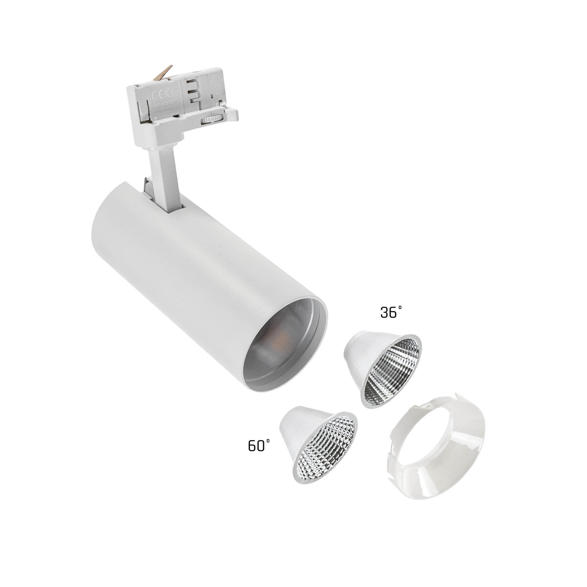 ANDROMEDA LED Stromschienenstrahler 3-Phasen 25W 36° Warmweiß Weiß