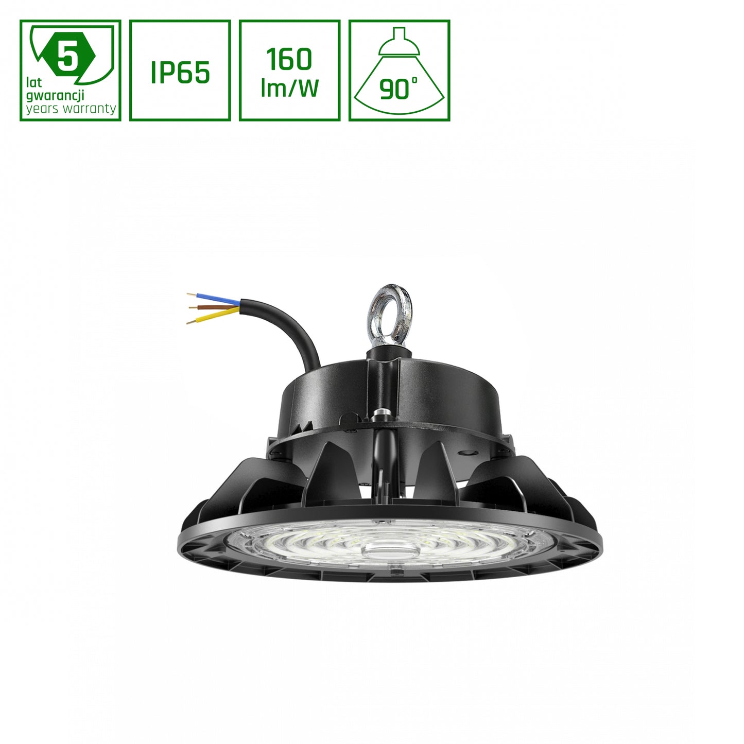PLATEO 4 LED Hallenstrahler 55-100W 90° Neutralweiß 0-10V Dimmbar IP65 Schwarz