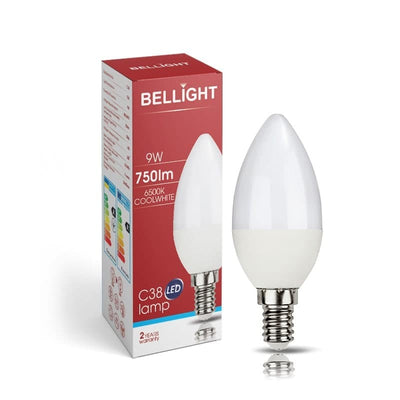 Bellight LED E14 C35 Kerzenform 9W = 75W 230V  830lm 360° Kaltweiß 6500K