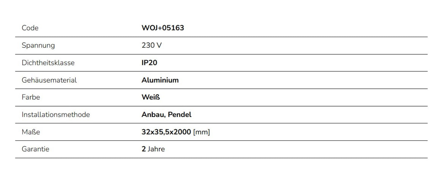 LED 3-Phasen Stromschiene (SPS 2) Aufbau 2m für Schienensystem Leuchten Strahler IP20 weiss 200 cm