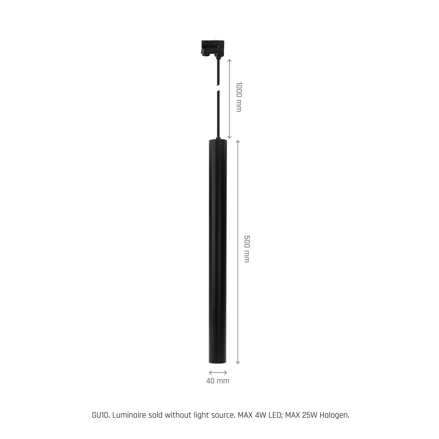 Spectrum LED 3-Phasen Stromschienenstrahler Chloe GU10 MR11 Spot Pendelleuchte IP20 max. 25W schwarz kürzbar verstellbar