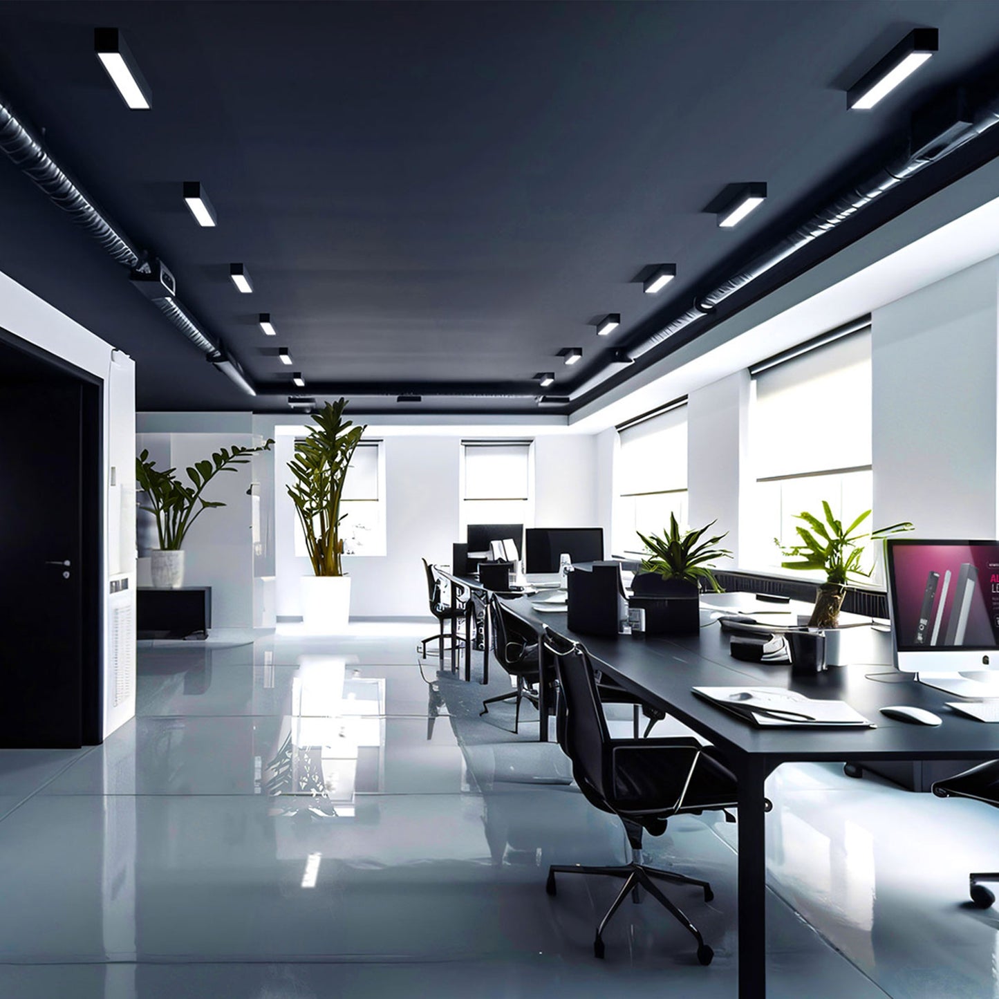 LED ALLDAY Deckenleuchte 125cm IP20 schwarz für 1x T8 LED Röhre G13 120cm mit Bewegungssensor - Sonderanfertigung