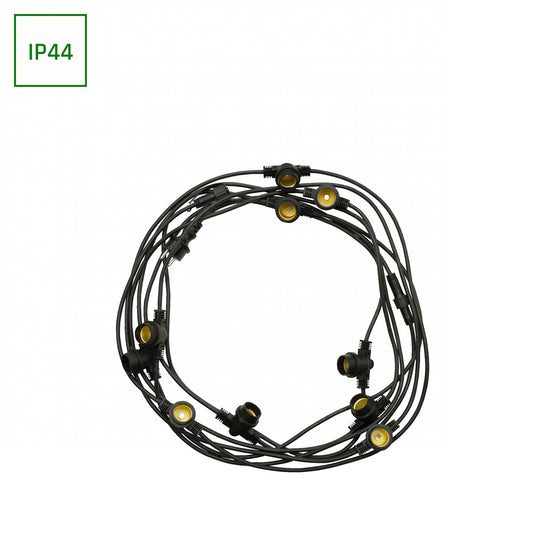 LED Girlanda 5x Lichterkette 10x E27 Fassungen IP44 max. 10W schwarz 250V