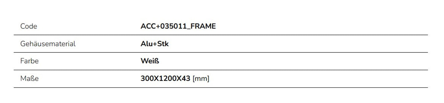 LED Halterung für Penel Aufbaurahmen 30x120cm weiss klappbar faltbar