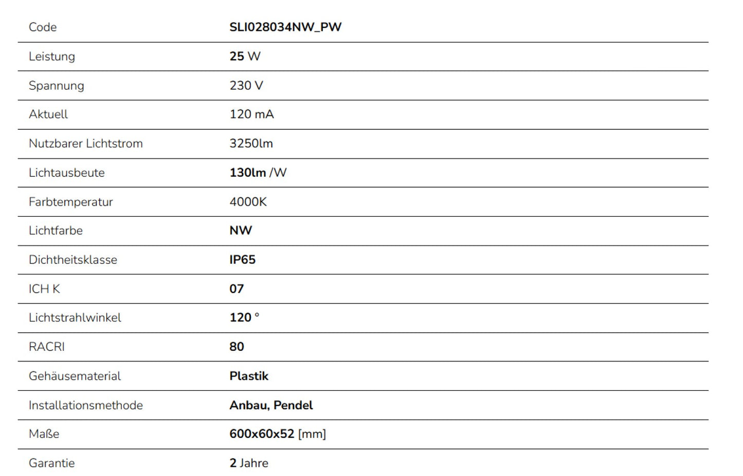 LED LIMEA GO HERMETIC 25W 60cm Feuchtraumleuchte 3250 lm Wannenleuchte IP65 IK07 Neutralweiss 4000K