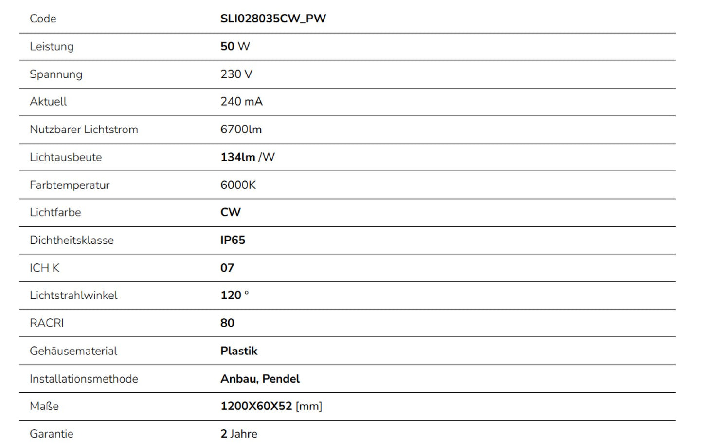 LED LIMEA GO HERMETIC 50W 120cm Feuchtraumleuchte 6700 lm Wannenleuchte IP65 IK07 Kaltweiss 6000K