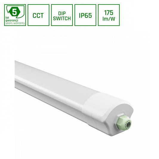 LED LIMEA VARIO HERMETIC 30/40/50W 150cm Feuchtraumleuchte 8750lm 120° IP65 grau IK08 3 CCT 3000-6000K