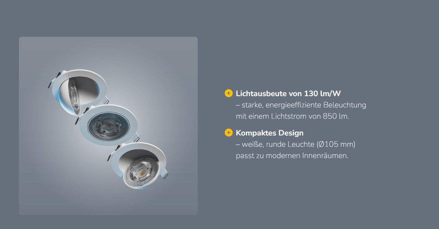 LED MOBILO LED Einbauleuchte 6,5W rund 36° verstellbar 850lm weiss IP20 2700-6000K CCT