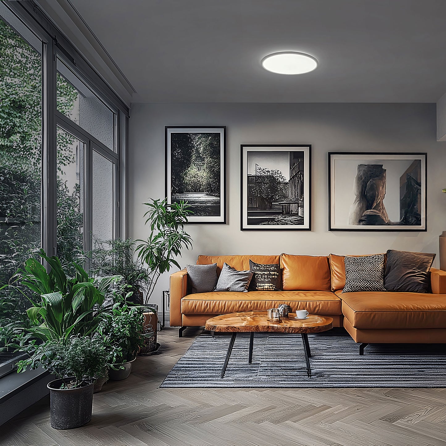 LED NYMPHEA FLAT DUO Deckenleuchte 24W CCT 2400lm IP54 120° Abstrahlwinkel Weiß 3000K-6000K