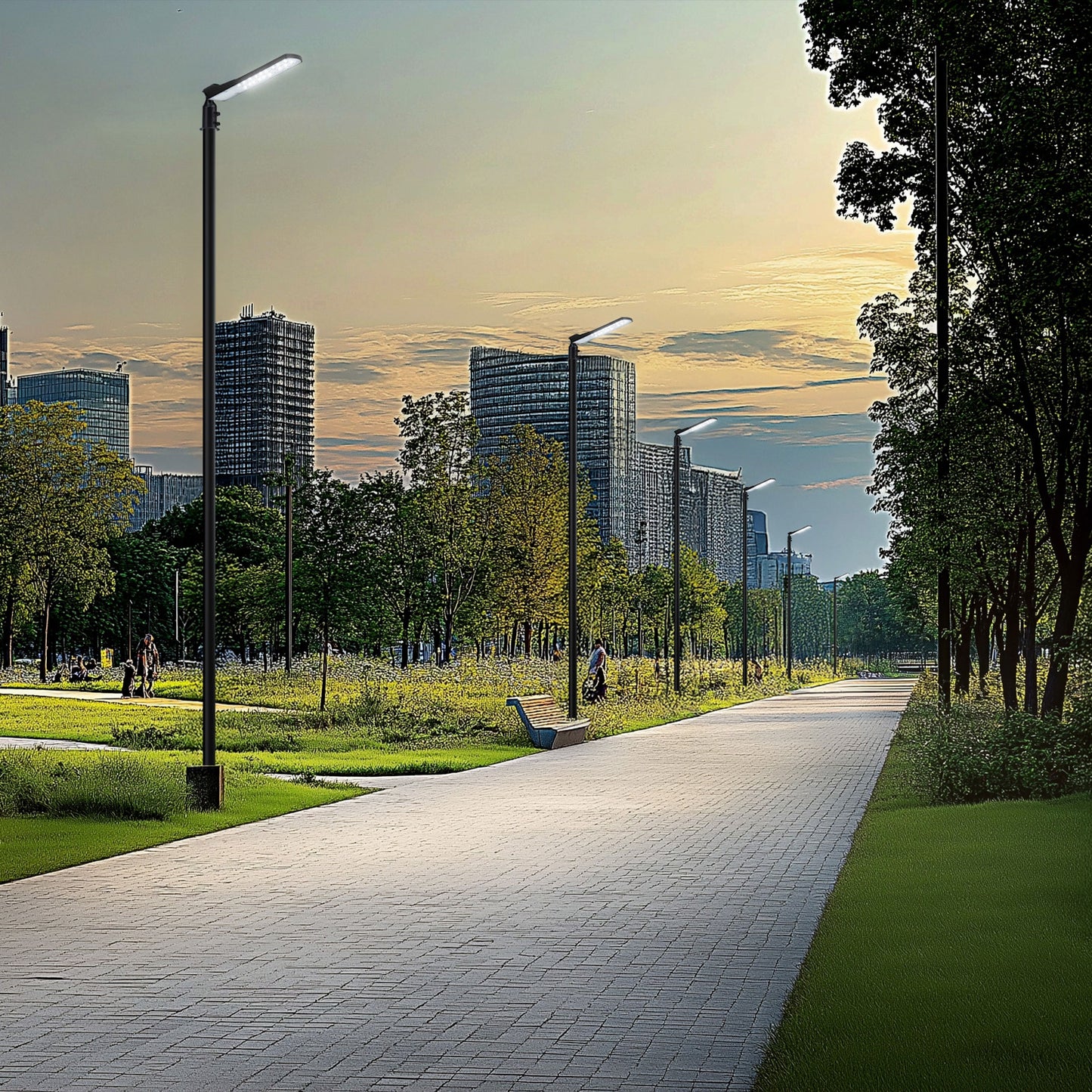 LED STREETOS SLIM 30W Straßenleuchte 3600lm schwarz 140/85° IP65 Industrieleuchte IK08 Neutralweiß 4000K mit Dämerungssensor