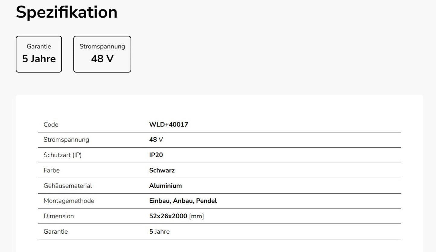 LED SYSTEM Shift 48V Schienensystem Stromschiene 200cm Aufbau 2m Einbau IP20 Schwarz
