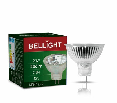 Bellight MR11 GU4 Halogen 20W Leuchtmittel 30° Birne 206lm 12V Warmweiß dimmbar