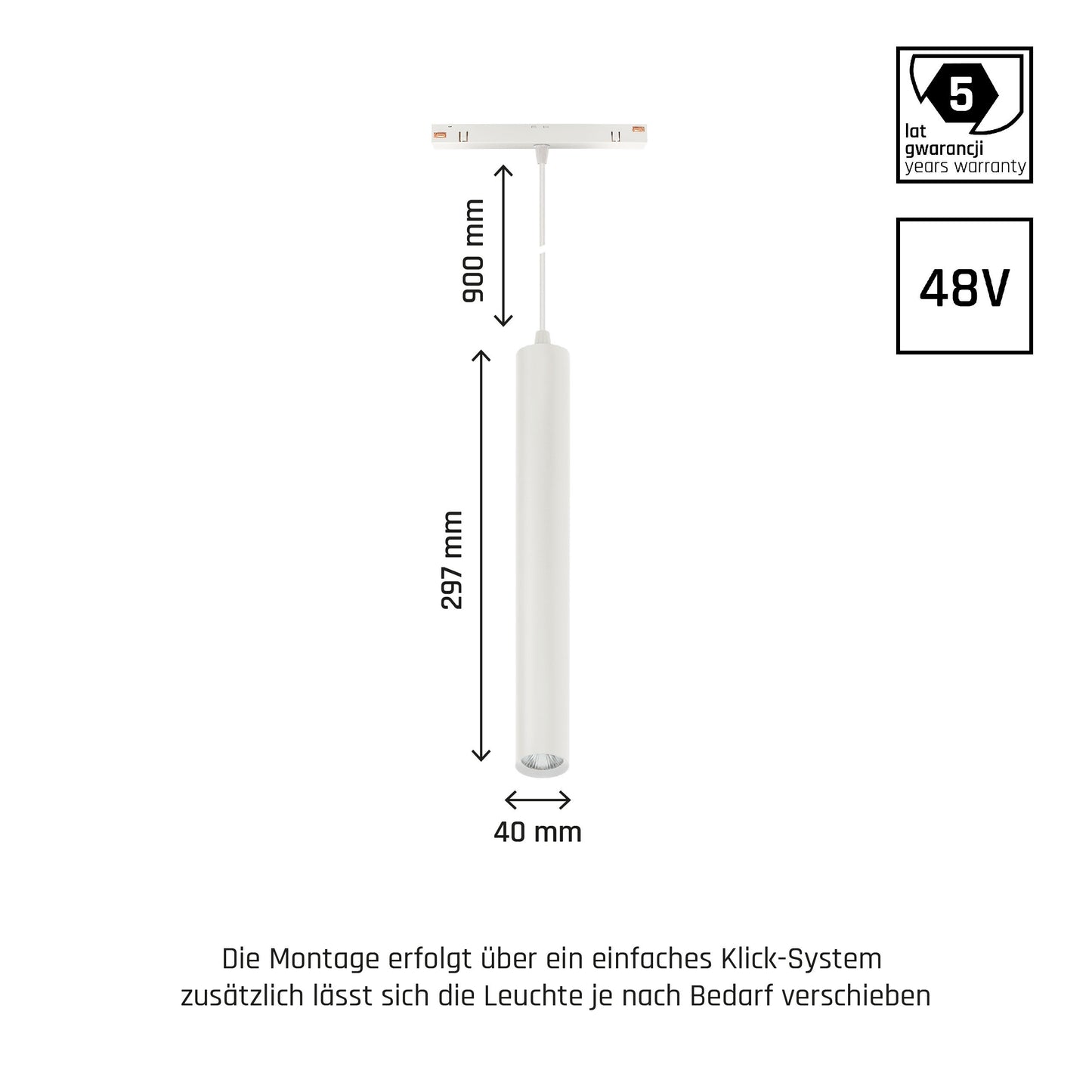 HANGIT LED Stromschienenstrahler 48V 12W 25° Warmweiß Weiß