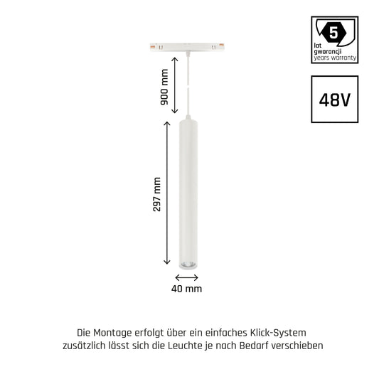 HANGIT LED Stromschienenstrahler 48V 12W 25° Warmweiß Weiß