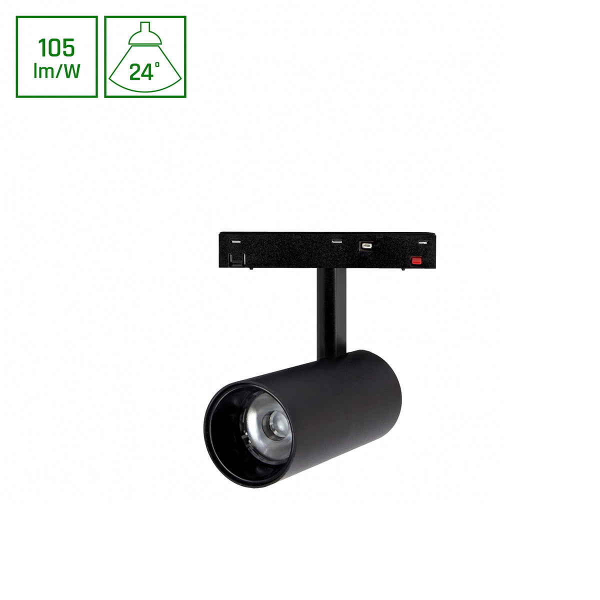 BASIC SPOT M LED Stromschienenstrahler 48V 12W 24° Warmweiß Schwarz