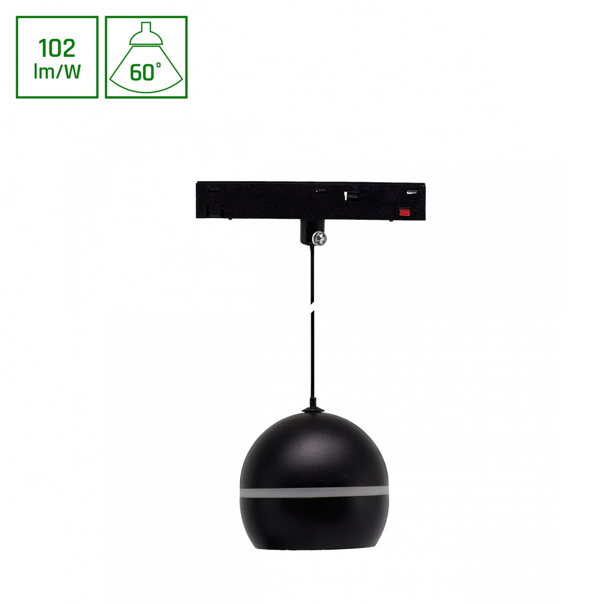 BASIC GLOBE P RING LED Stromschienenstrahler 48V 10W 60° Warmweiß 2700K Schwarz