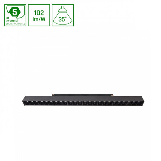 GRID L LED Stromschienenstrahler 48V 22W 35° Warmweiß DALI Dimmbar Schwarz