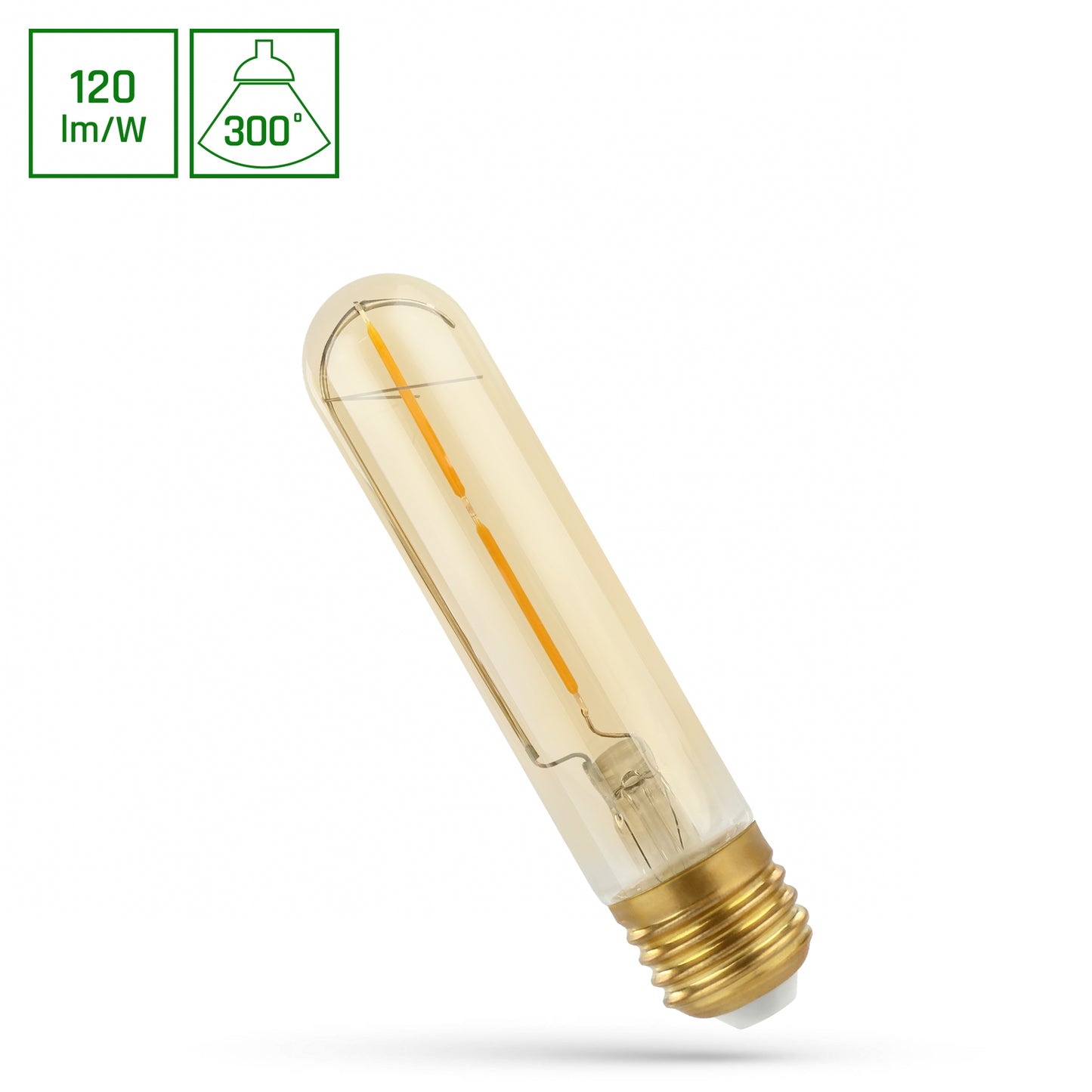 Spectrum LED E27 T30 Röhrenform Gold 2W = 24W Retroshine 240lm Stabform Warmweiß 2400K