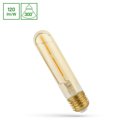 Spectrum LED E27 T30 Röhrenform Gold 2W = 24W Retroshine 240lm Stabform Warmweiß 2400K