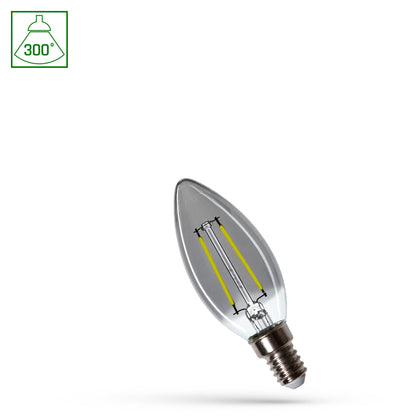 Spectrum LED E14 C35 Kerze 2,5W = 16W 150lm Modernshine Klar Rauchglas Neutralweiß 4000K