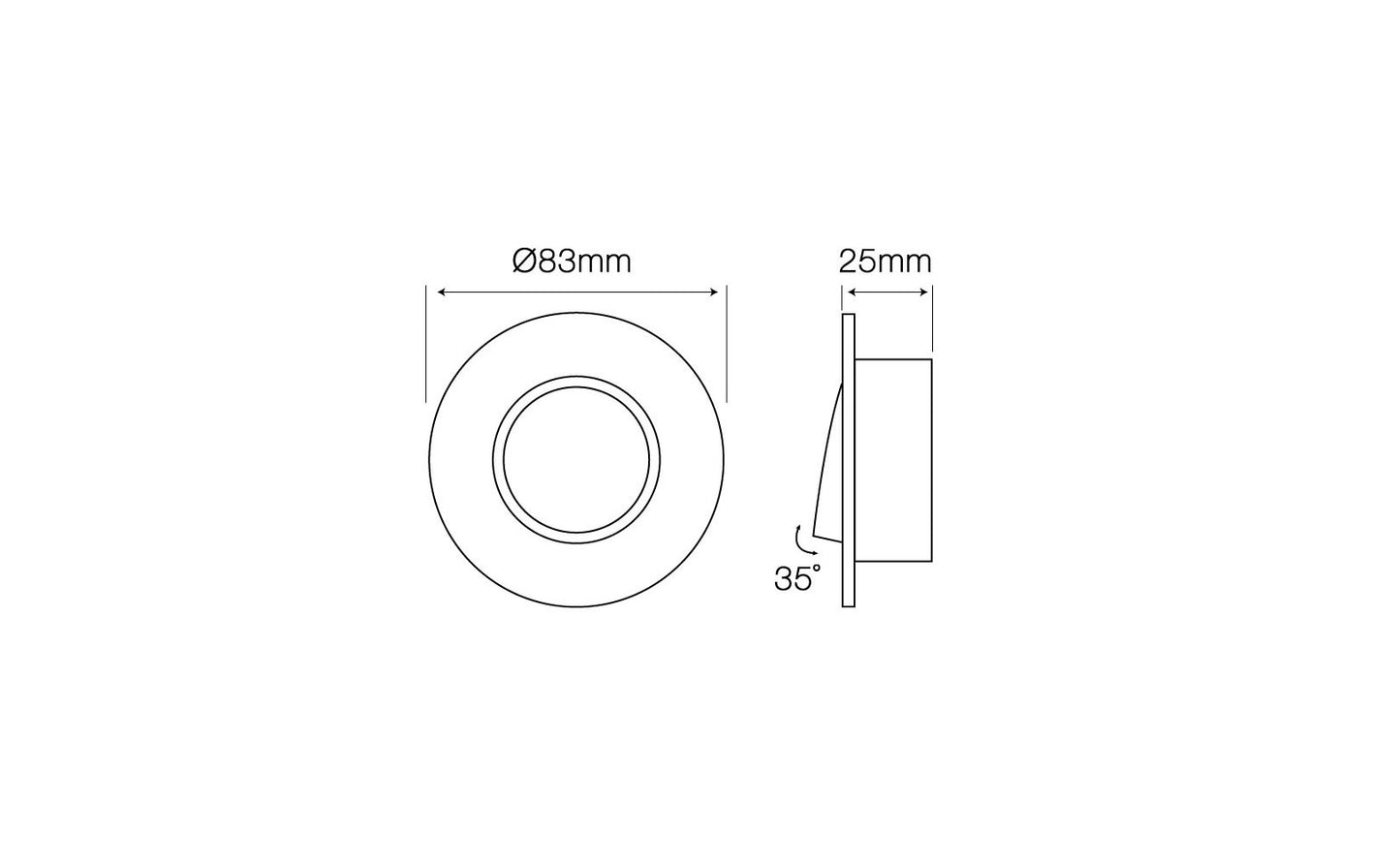 LED line® aluminum recessed spotlight round ceiling light IP20 pivoting max. 35W silver brushed