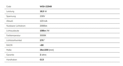 25er Pack LED 120cm Röhre G13 NANO-KUNSTSTOFF T8 Leuchtstoffröhre 18,5W 2000lm Warmweiss 3000K