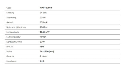 25er Pack LED 150cm Röhre G13 NANO-KUNSTSTOFF T8 Leuchtstoffröhre 22W 2265lm Neutralweiss 4000K