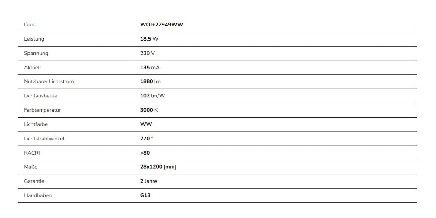 25er LED 120cm Roehre G13 NANO-KUNSTSTOFF T8 Leuchtstoffroehre 18,5W 1880lm Warmweiss 3000K