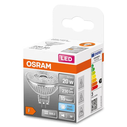 OSRAM LED GU5.3 MR16 3.4W = 20W reflector 12V 230lm 36° cold white 4000K DIMMABLE