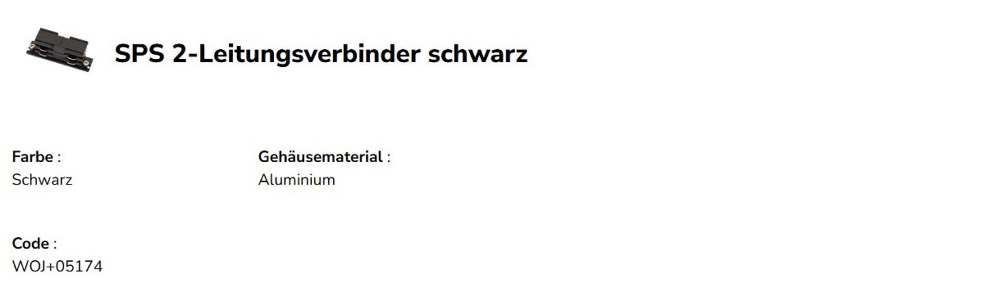 Spectrum LED SPS 2-Leitungsverbinder für 3-Phasen Stromschiene Adapter IP20 Schwarz gerade