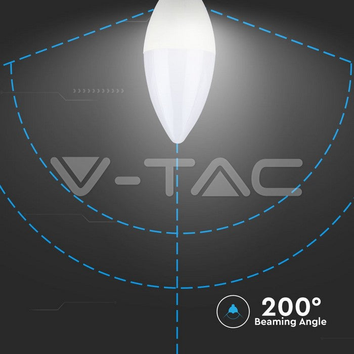 V-TAC LED E14 C37 Kerzenform 7W = 45W 600lm 200° 230V Warmweiß 3000K