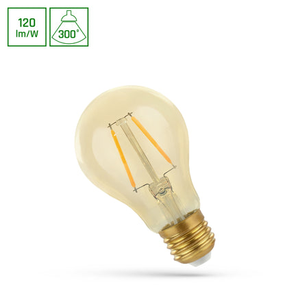 LED E27 A60 2W = 21W Birne 270° Retro 210lm Gold 230V Warmweiss 2400K