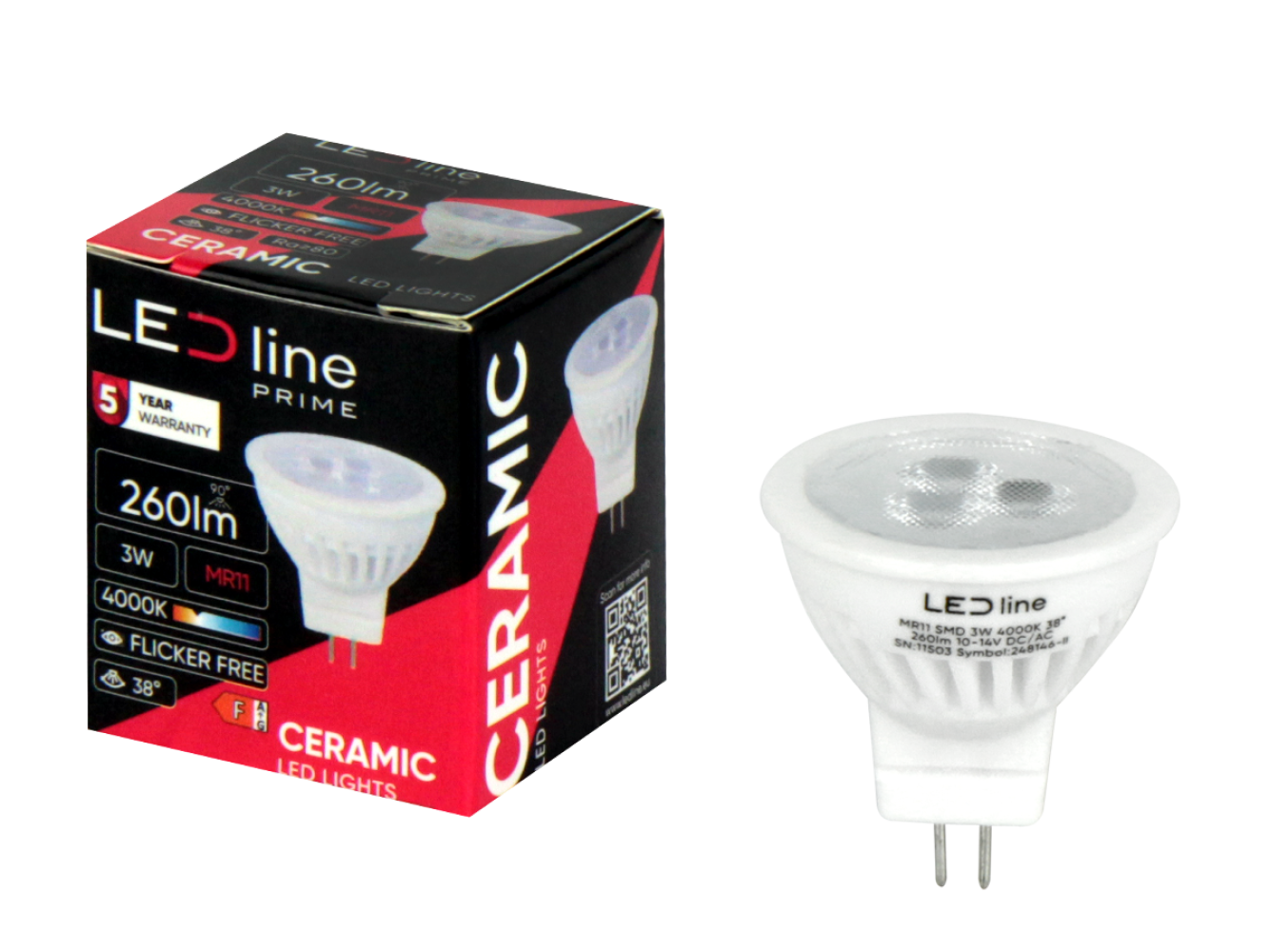 LED GU4 MR11 3W Reflektor 330lm 38° Keramik 10-14V AC/DC Neutralweiss 4000K