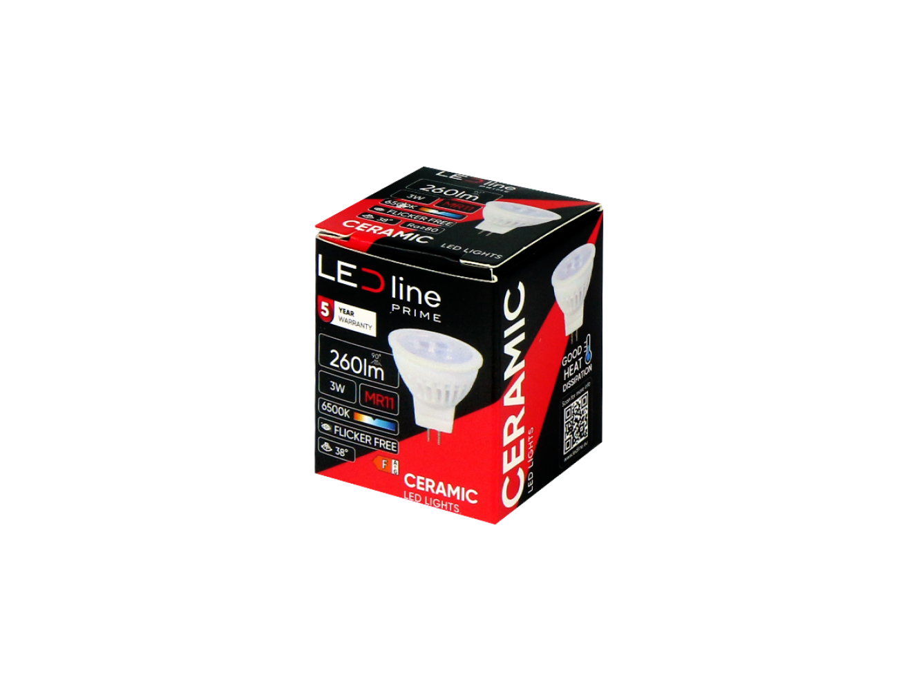 LED-line PRIME LED GU4 MR11 3W Reflektor 330lm 38° Keramik 10-14V AC/DC Kaltweiss 6500K