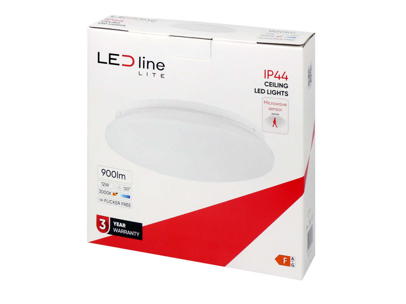 LED PLAFON Deckenleuchte 12W rund 900lm IP44 mit Bewegungsmelder 120° Warmweiss 3000K