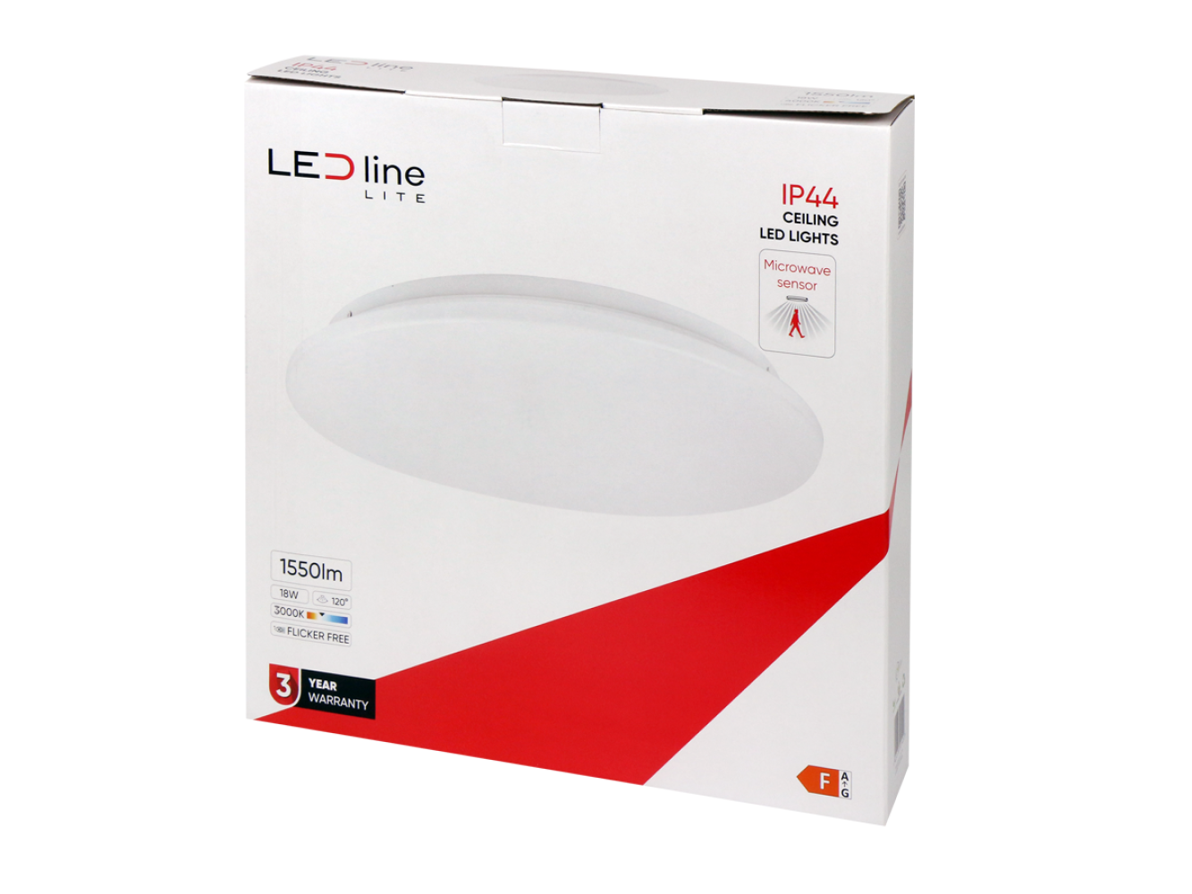 LED PLAFON Deckenleuchte 18W rund 1450lm IP44 mit Bewegungsmelder 120° Warmweiss 3000K