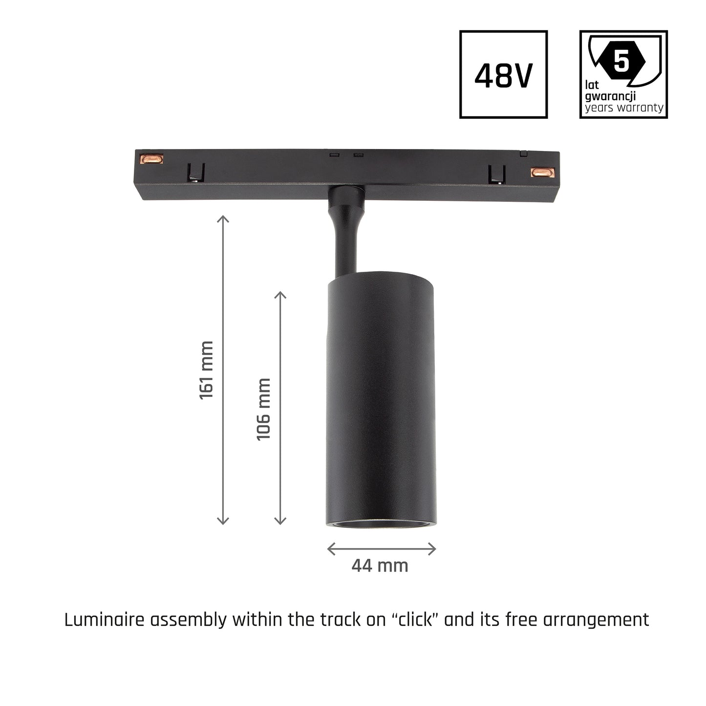 Spectrum LED SYSTEM Shift Spot M 10W 48V track system 24° track spotlight 950lm black 2700-4000K CCT