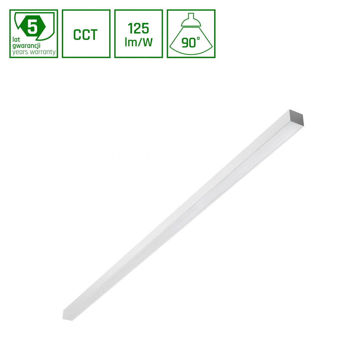 ALLDAY BASIC LED Deckenleuchte 150cm Hängeleuchte 50W 90° CCT UGR<19 Weiß blendfrei