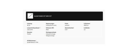 ALLDAY LED Deckenleuchte 150cm 30-50W Hängeleuchte CCT Schwarz