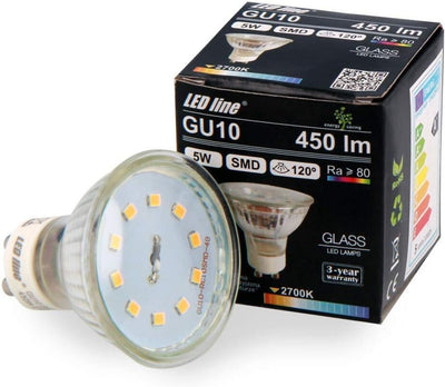 LED-line LED GU10 5W = 50W Reflektor 450lm 120° Glas 220-260V Warmweiss 2700K