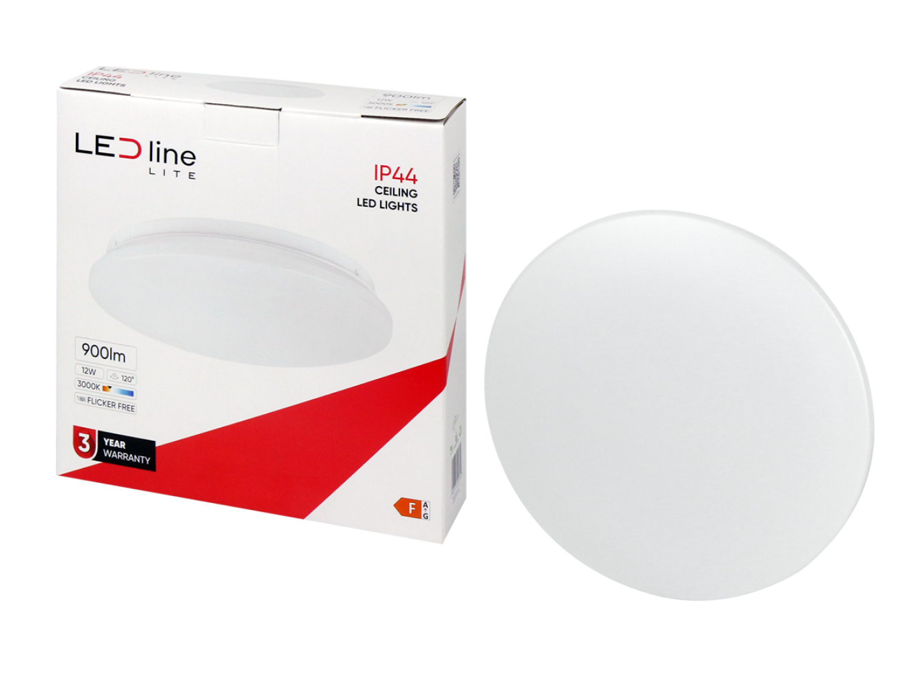 LED PLAFON Deckenleuchte 12W rund 900lm IP44 120° Warmweiss 3000K