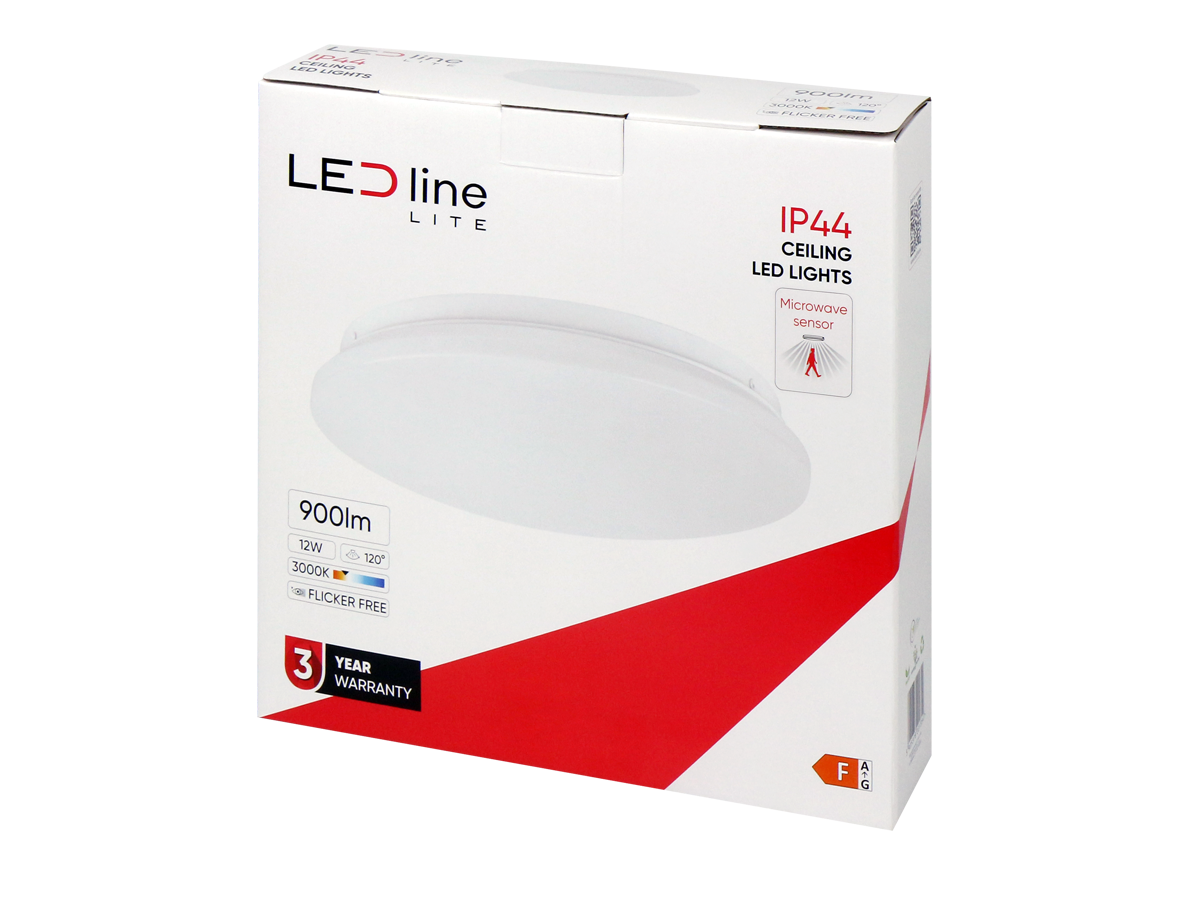 LED PLAFON Deckenleuchte 12W rund 900lm IP44 mit Bewegungsmelder 120° Warmweiss 3000K