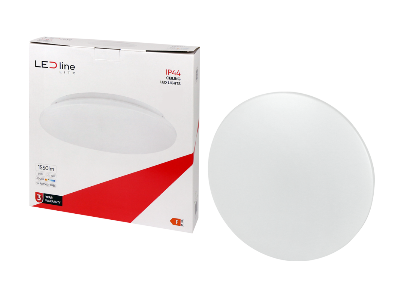 LED PLAFON Deckenleuchte 18W rund 1450lm IP44 120° Warmweiss 3000K